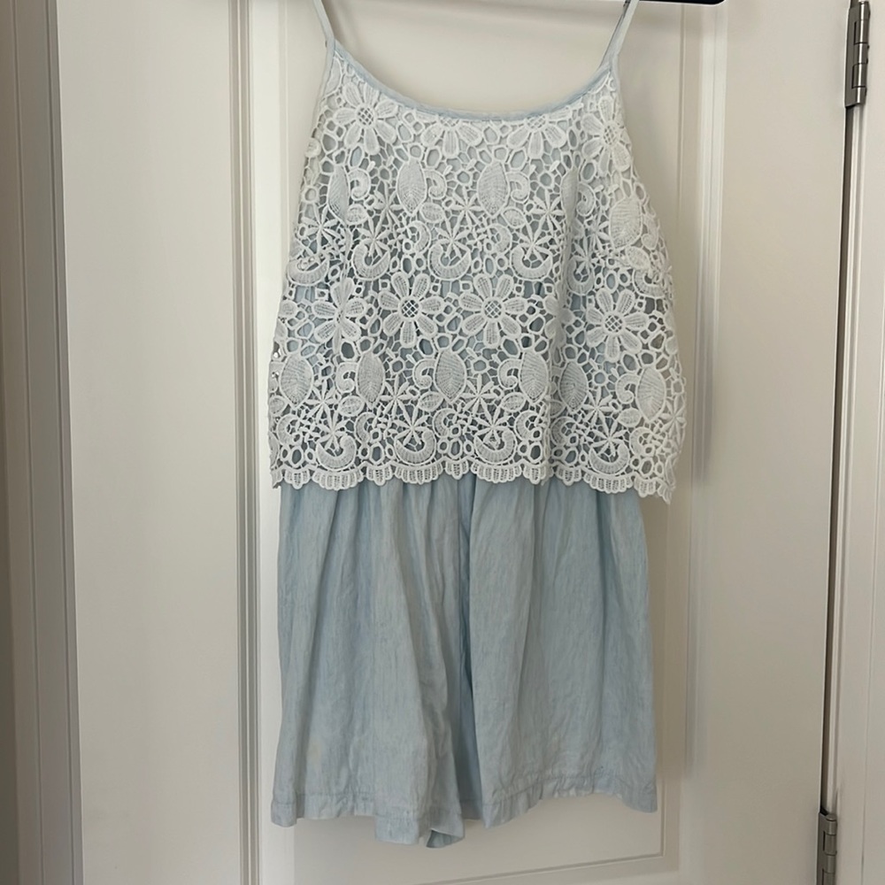 Gorgeous Denim and Lace Romper